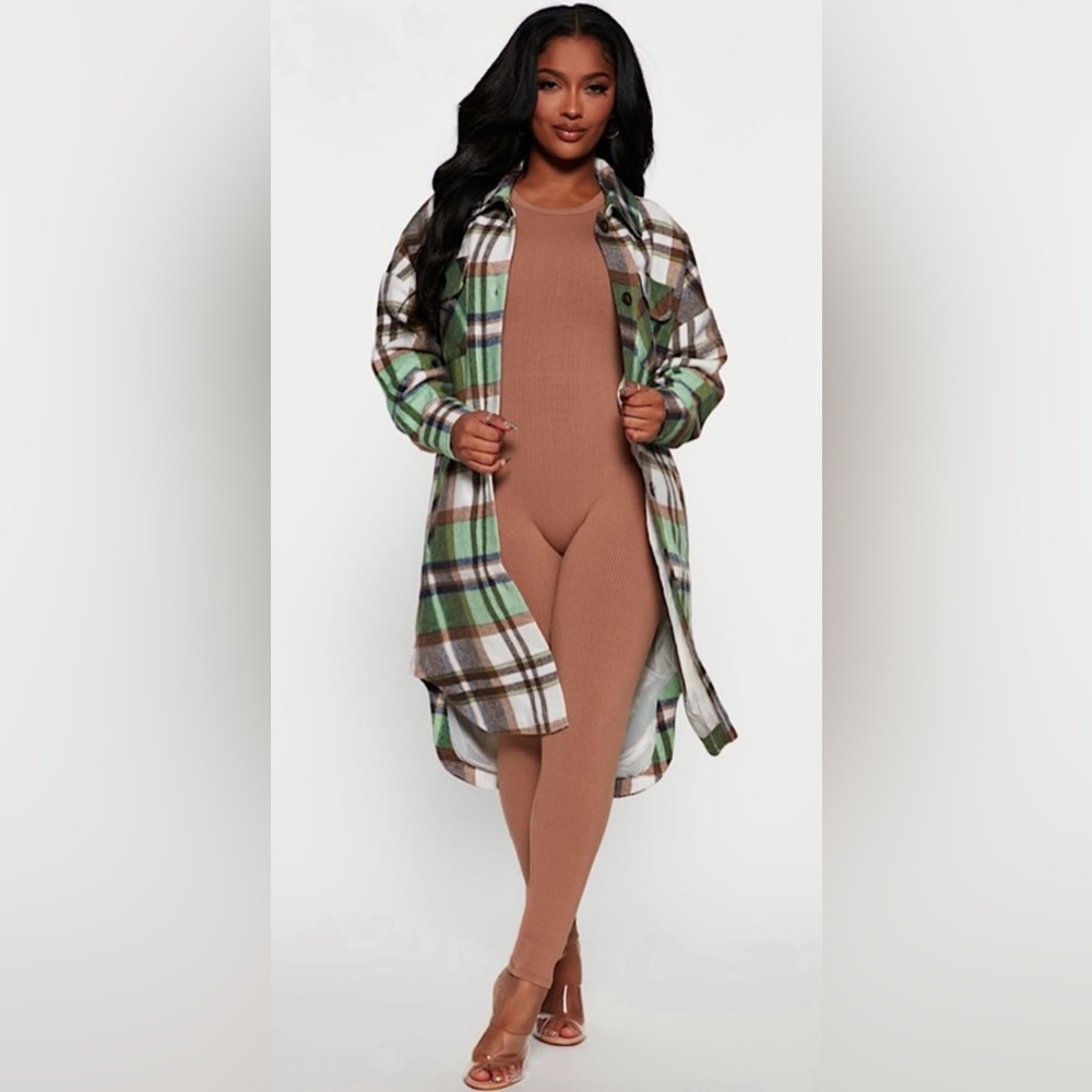 *NWOT* Fashion Nova - Get Lost Green Plaid Shacket - Size S
